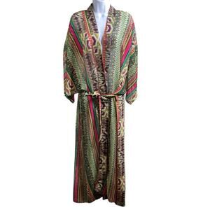 Capuccino Made In France Women's Colorful Kimono Long Duster One Size Boho Euro